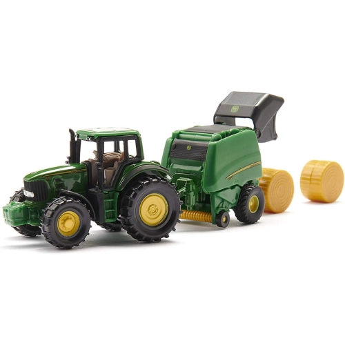 Traktor John Deere z prasą model metalowy SIKU S1665